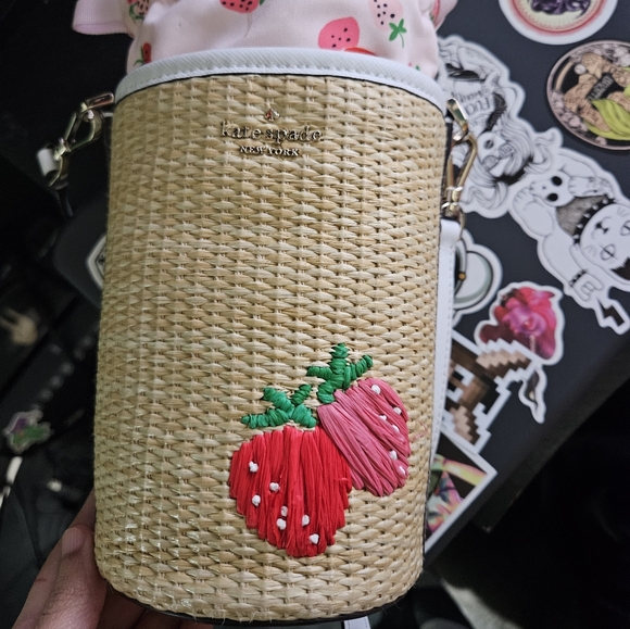 kate spade Handbags - Kate Spade Straw Crossbody Bag with Strawberry Embroidery